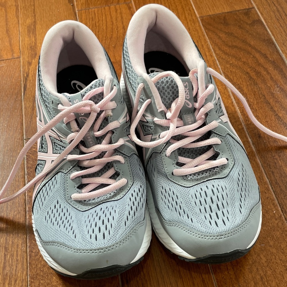 ASICS Women's Athletic Shoes in Light Gray and Soft Pink